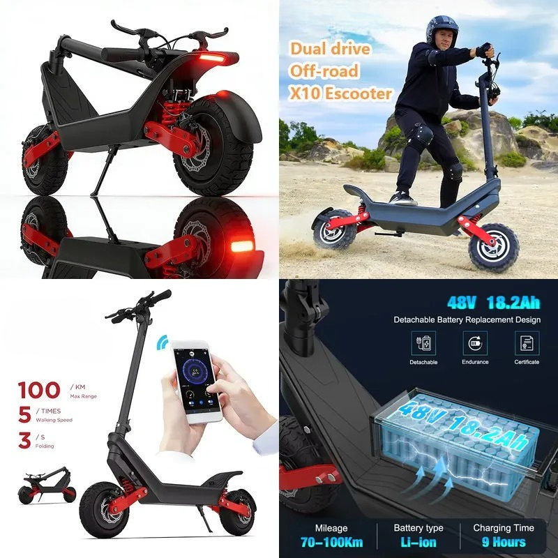 Electric Scooter Adults - Güçlü 2000W Çift Motorlu X10 Elektrikli